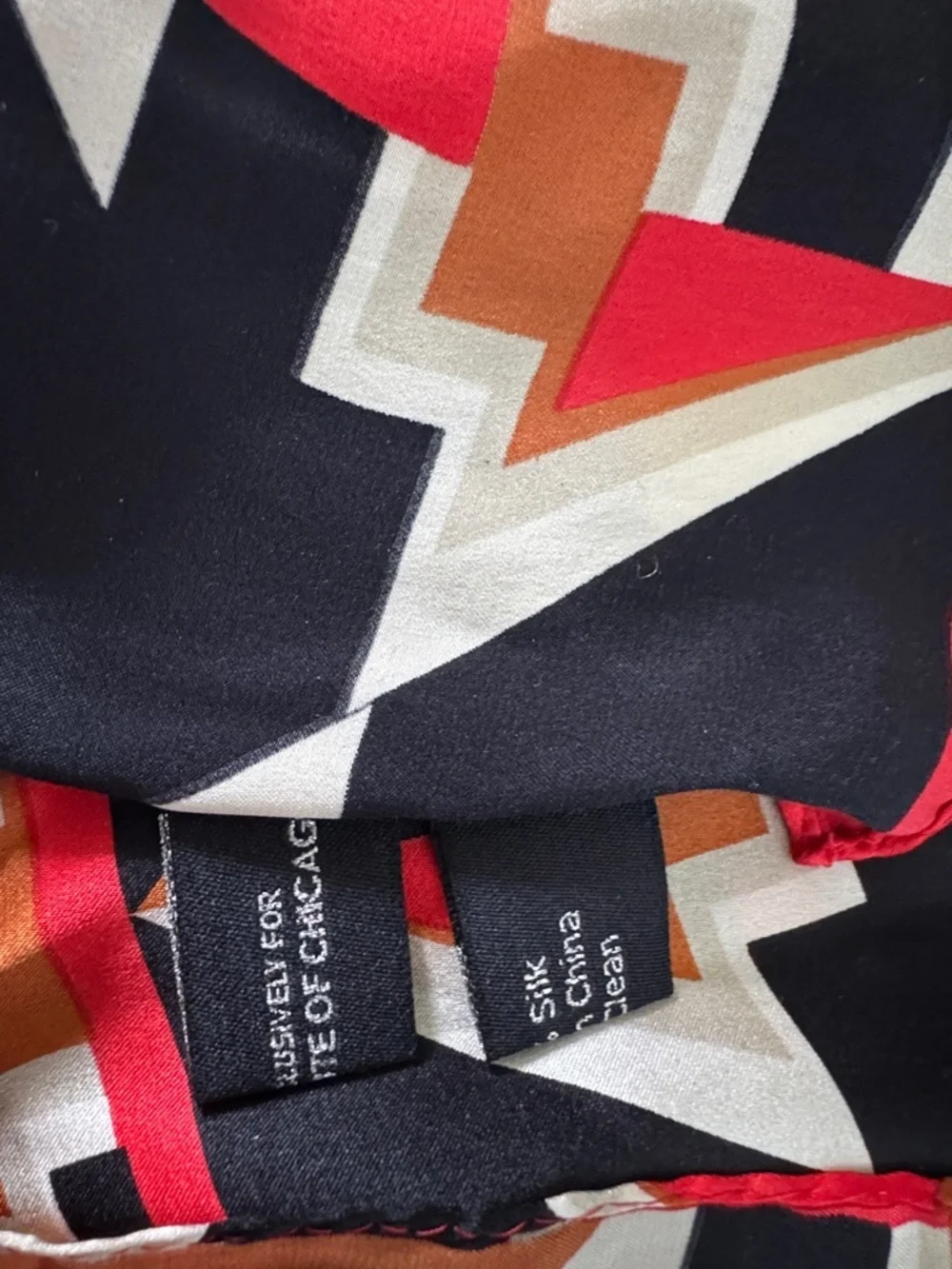 100% silk mod art deco geometric scarf patterned after a kimono